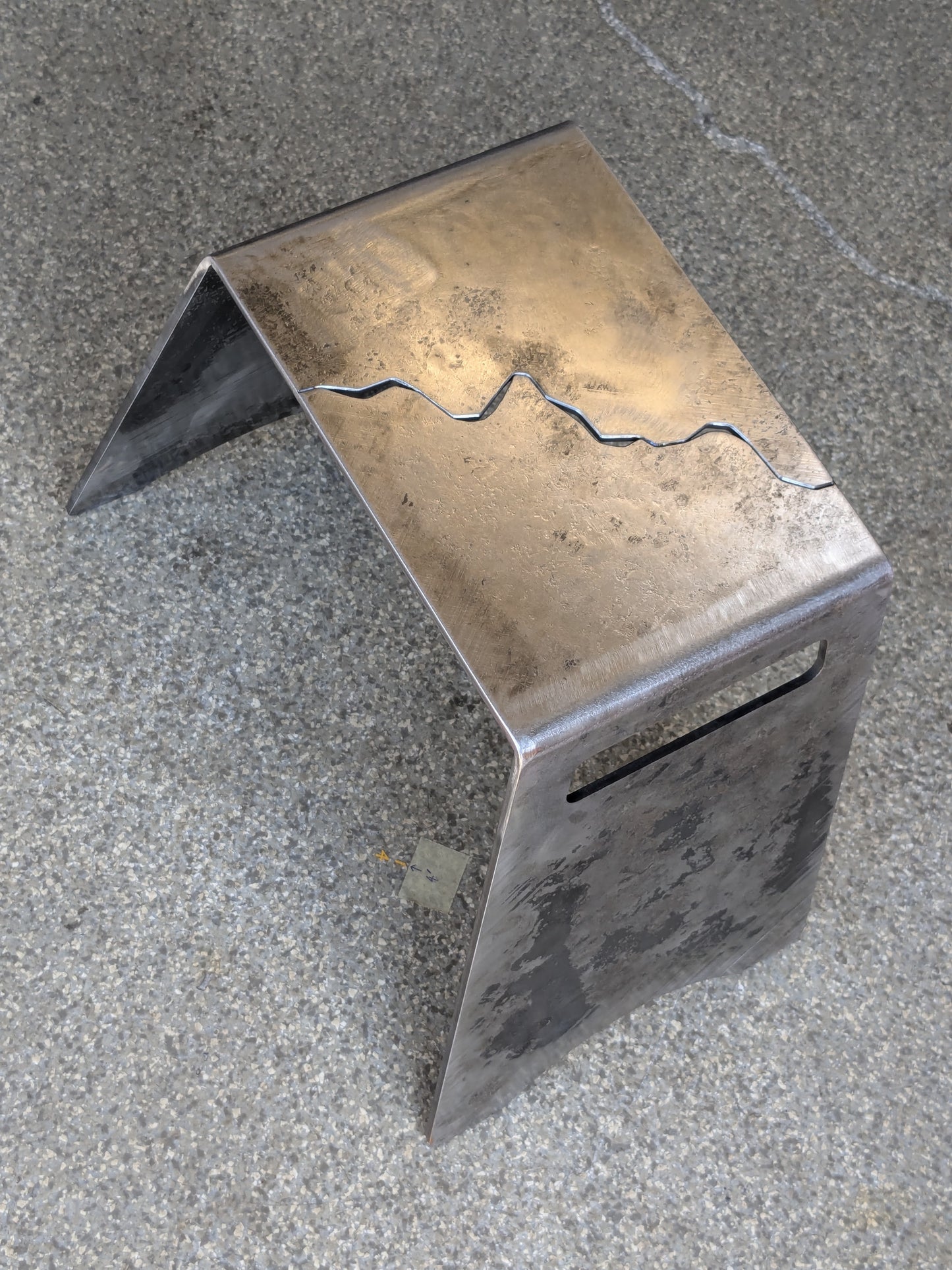 Cracked - Sculptural stool from 1/4" steel plate. Industrial furniture.
