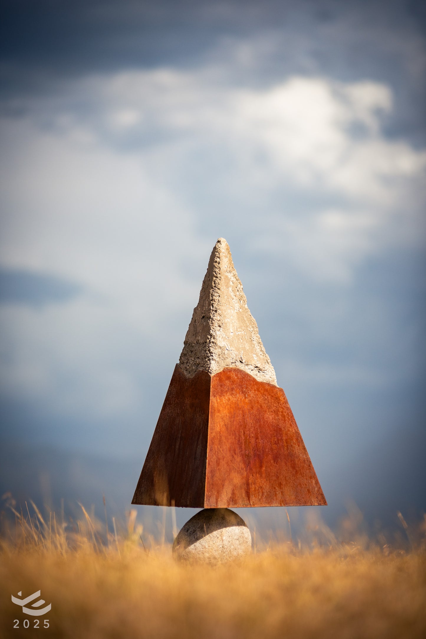 Equilibrium - Oxidized steel and concrete sculpture