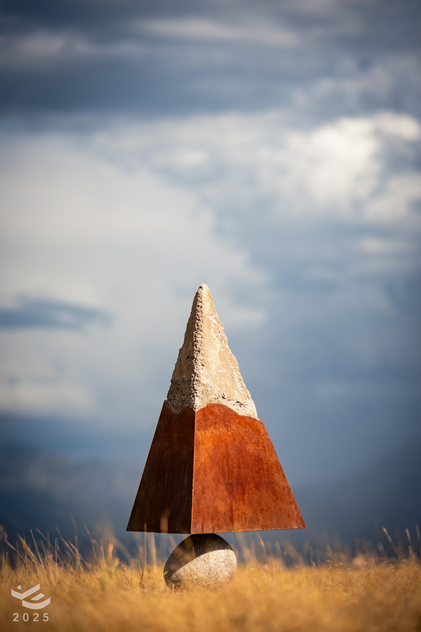 Equilibrium - Oxidized steel and concrete sculpture