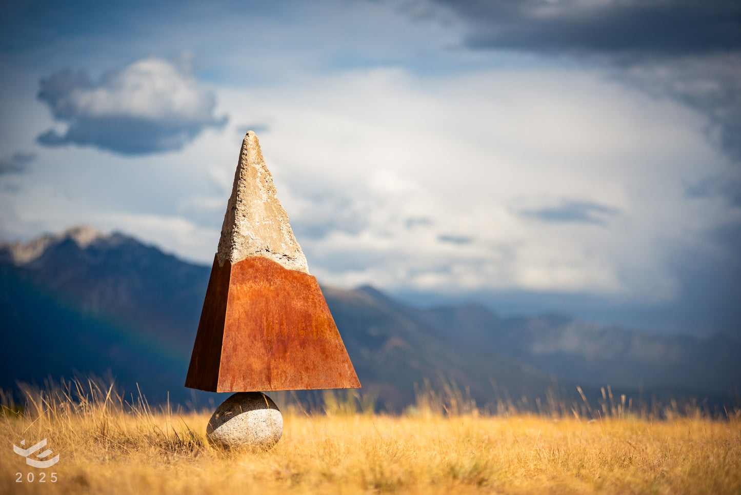 Equilibrium - Oxidized steel and concrete sculpture
