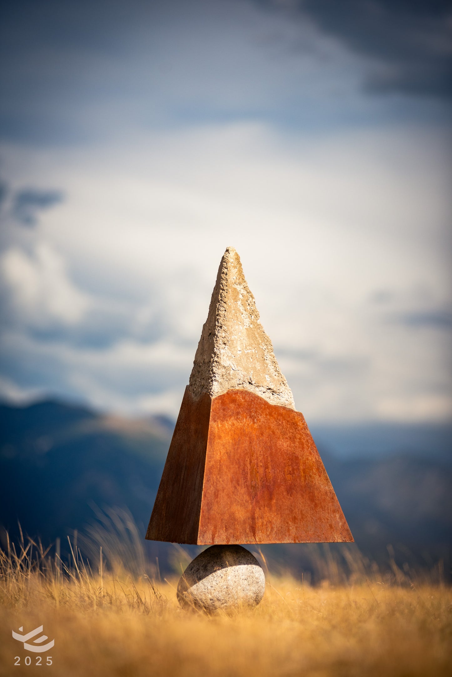 Equilibrium - Oxidized steel and concrete sculpture