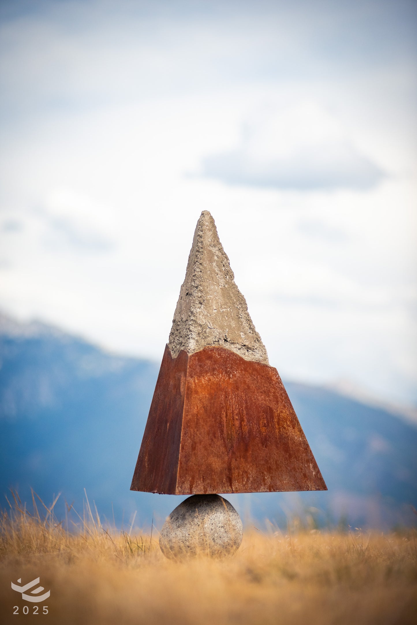 Equilibrium - Oxidized steel and concrete sculpture