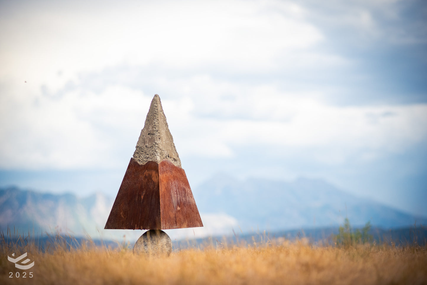 Equilibrium - Oxidized steel and concrete sculpture