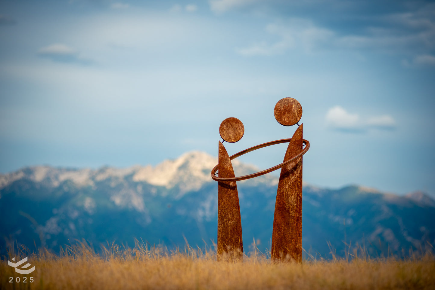 Together - Sharing a bond. Abstract geometric metal sculpture.