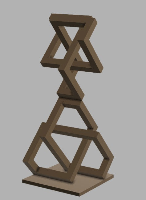 Stacked Trefoil - Geometric metal sculpture