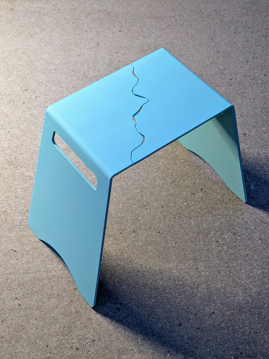 Cracked - Sculptural stool from 1/4" steel plate. Industrial furniture.