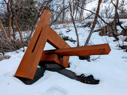 Unpredictable - Abstract geometric metal sculpture/monument