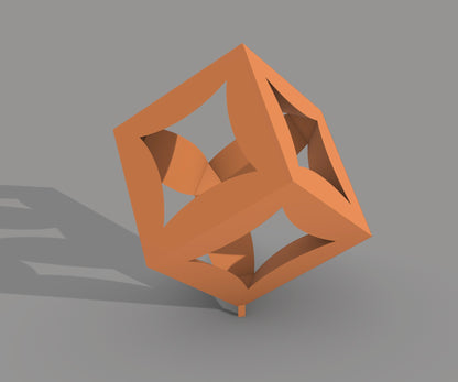 Hollow Cube - Abstract steel outdoor large sculpture