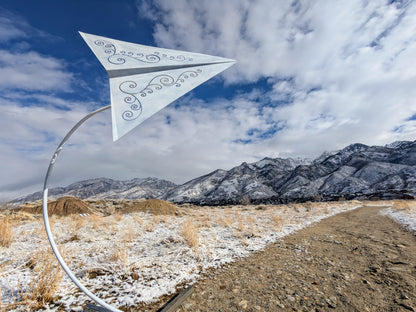 Origami paper airplane - Geometric metal sculpture