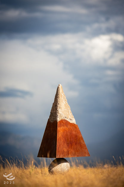 Equilibrium - Oxidized steel and concrete sculpture